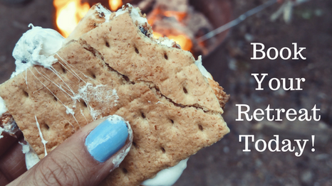 Cooking and Eating a S'more - Book your retreat today!